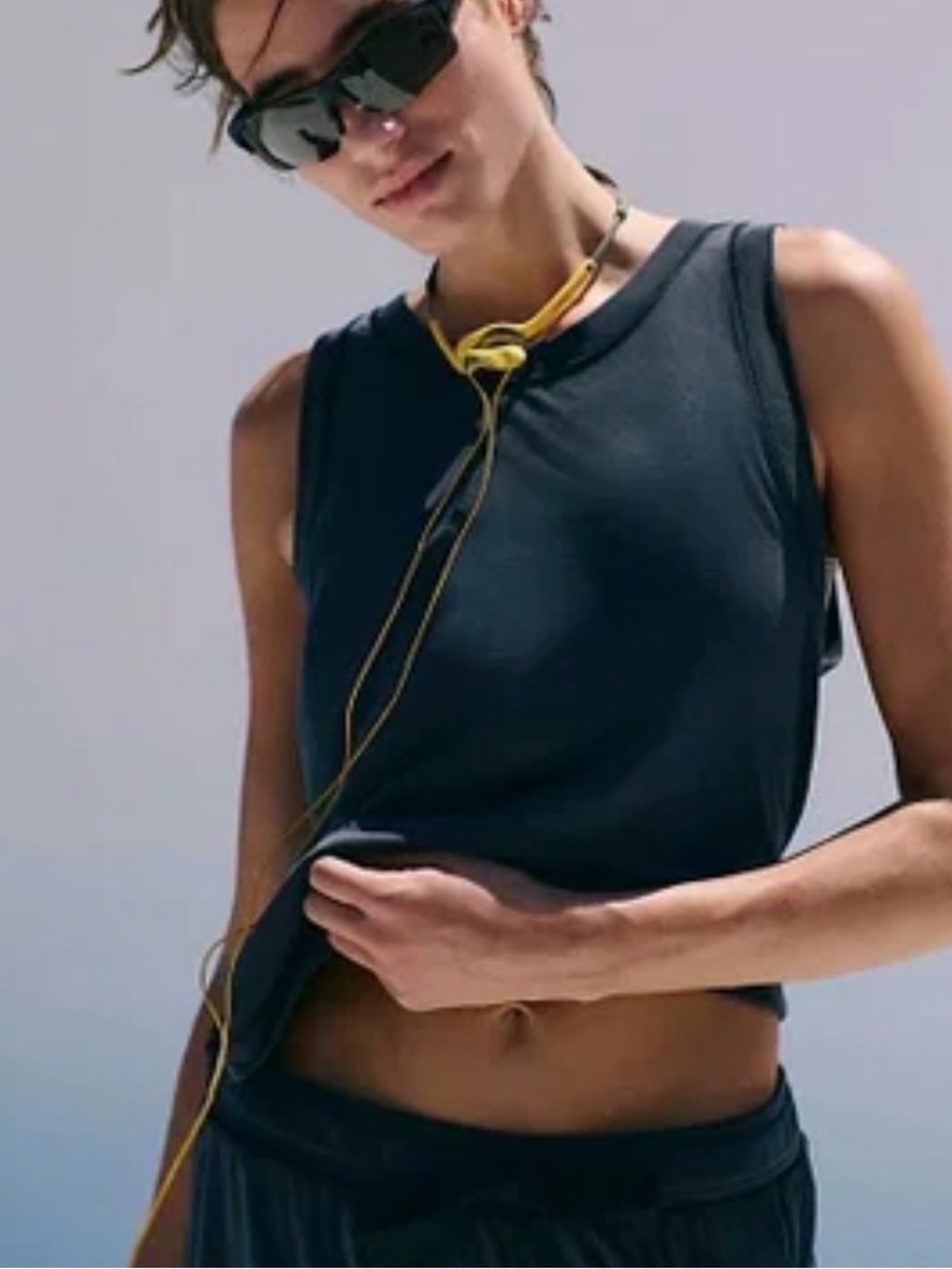 FP Movement One Ten Sandwashed Harem Set, TOP ONLY, Size Small, Black, NWT
